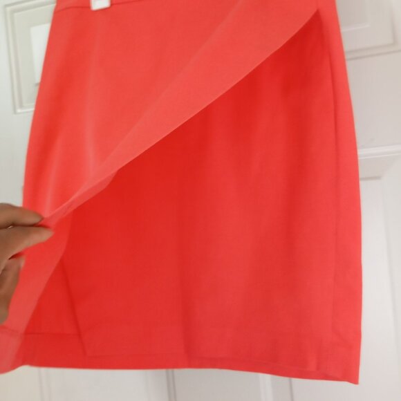 Banana Republic Skirt Size 6 Coral Wrap Pencil Cotton Blend Womens - Picture 3 of 9